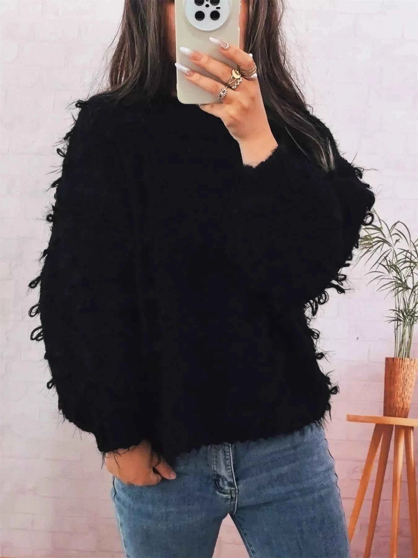 Chunky Round Neck Long Sleeve Sweater