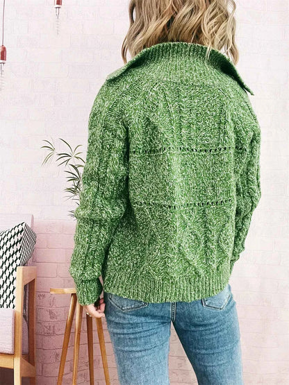 Openwork Cable Knit Button-Up Cardigan