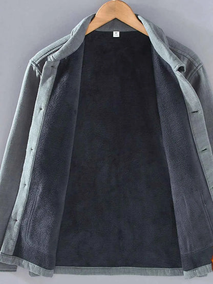 Men's Plus Size Button Up Long Sleeve Shacket