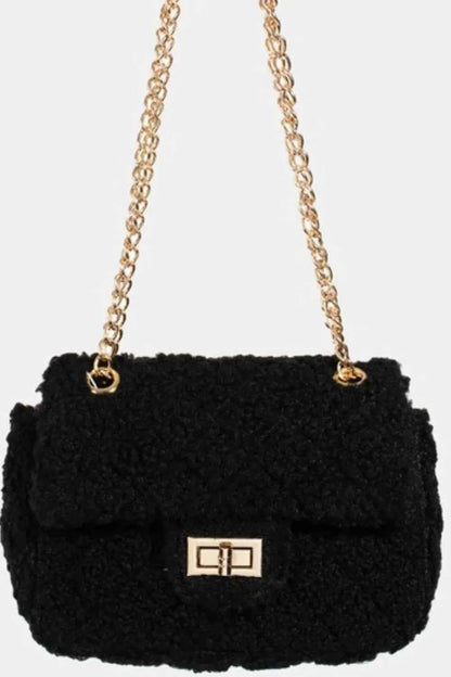 Fame Faux Fur Rectangle Crossbody Bag