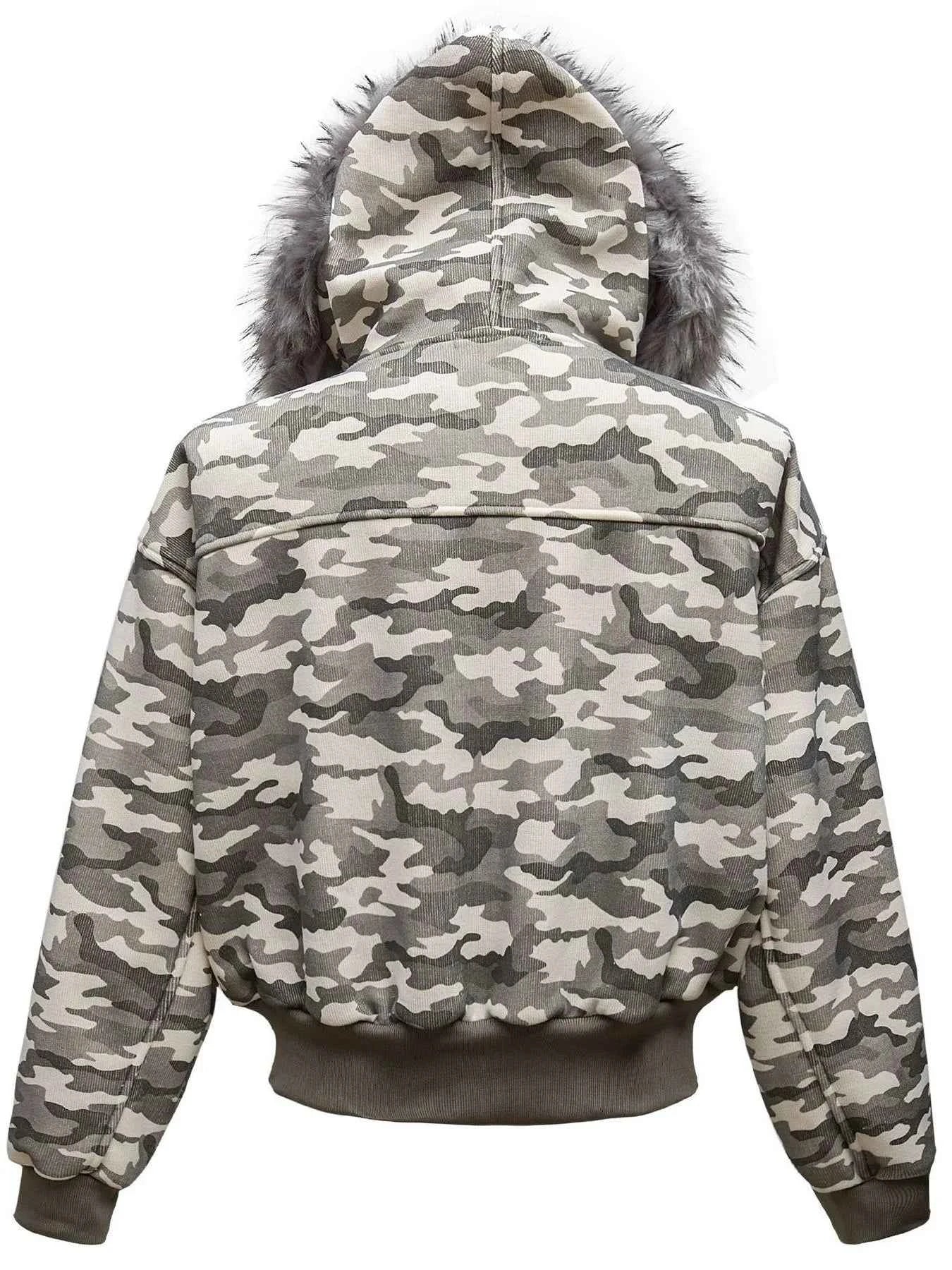 Men's Camouflage Faux Fur Hood Jacket
