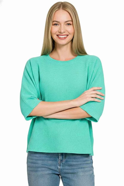Zenana Double Knit Short Sleeve Top