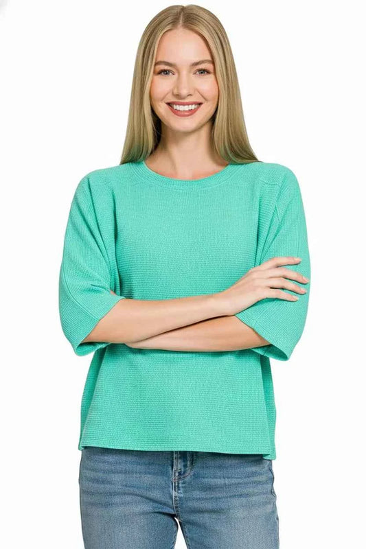 Zenana Double Knit Short Sleeve Top