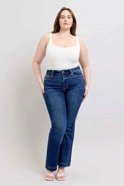 Judy Blue Full Size High Rise Flare Jeans with Pockets Plus Size