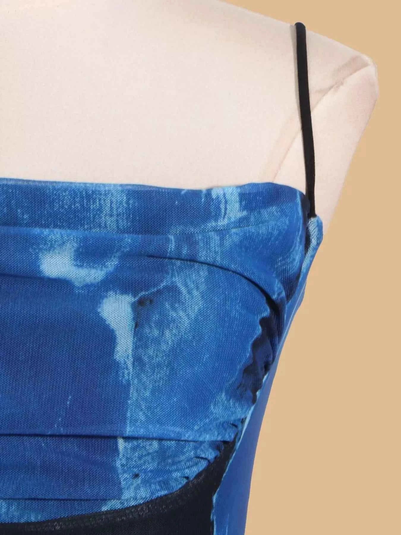 Printed Spaghetti Strap Mini Dress