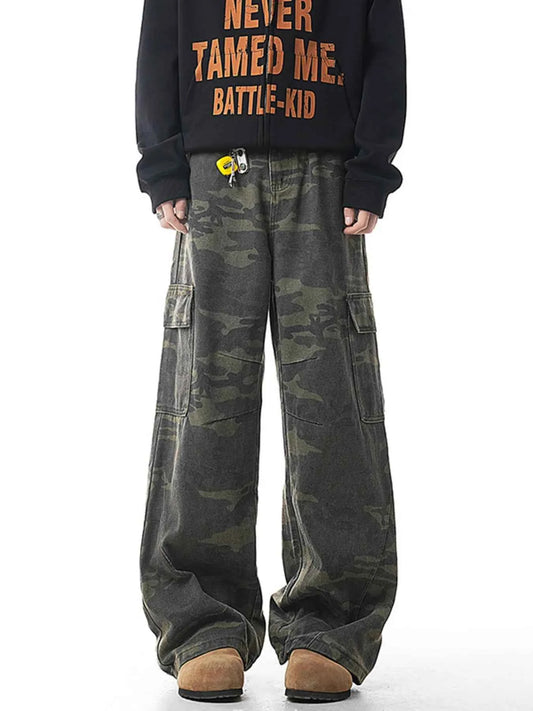 Men's Wide Leg Camouflage Cargo Pants