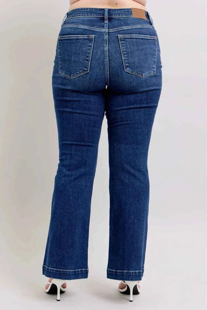 Judy Blue Full Size High Rise Flare Jeans with Pockets Plus Size