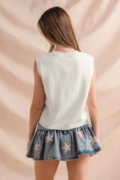 SO ME Teddy Bear Wearing An American Flag With Usa Embroidered Sweater Vest