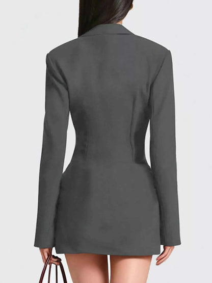 Full Size Blazer-Style Long Sleeve Mini Dress Plus Size