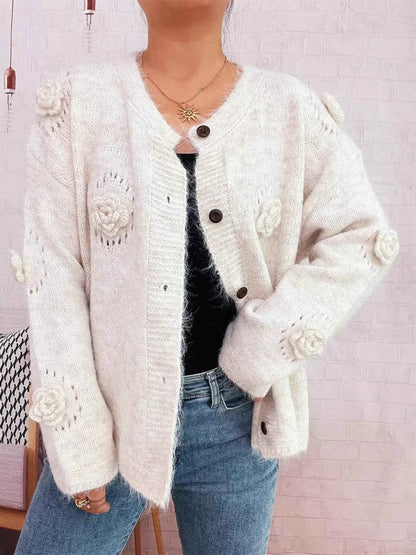 Flower Button-Up Cardigan