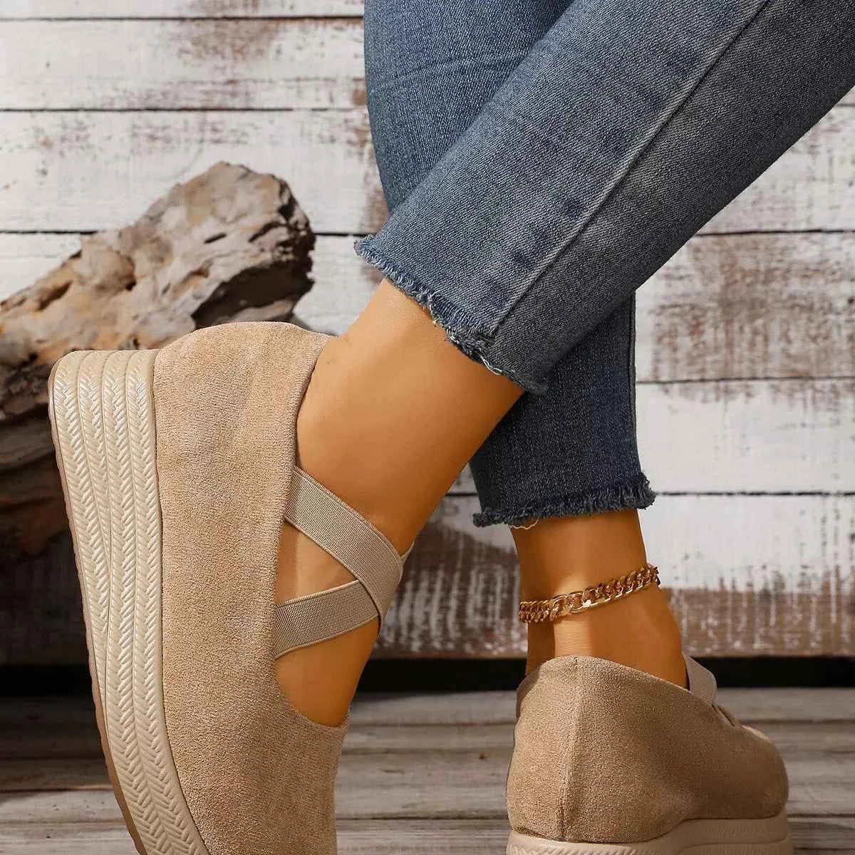 Crisscross Wedge Slip-Ons