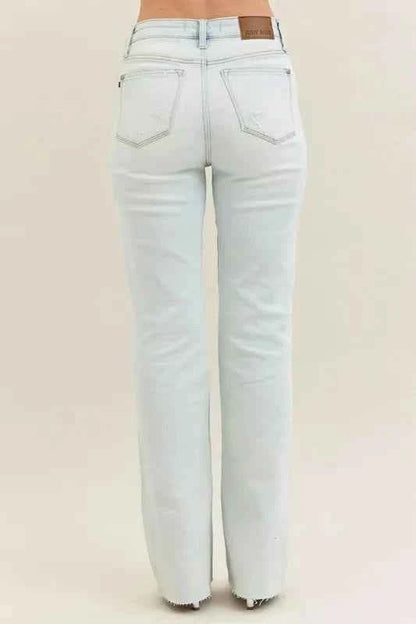 Judy Blue Full Size Destroy & Fray Hem Bootcut Jeans Plus Size