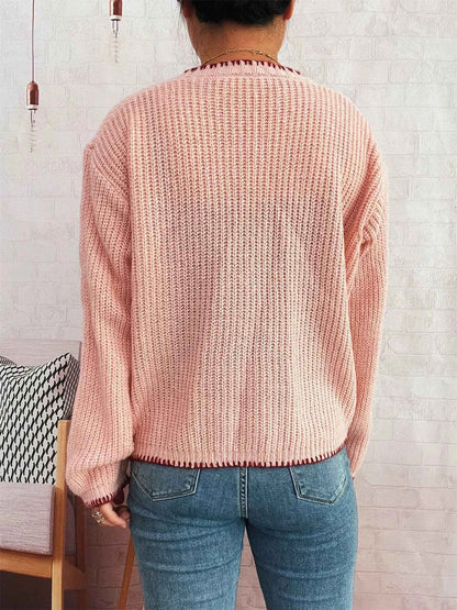Flower Button Long Sleeve Cardigan