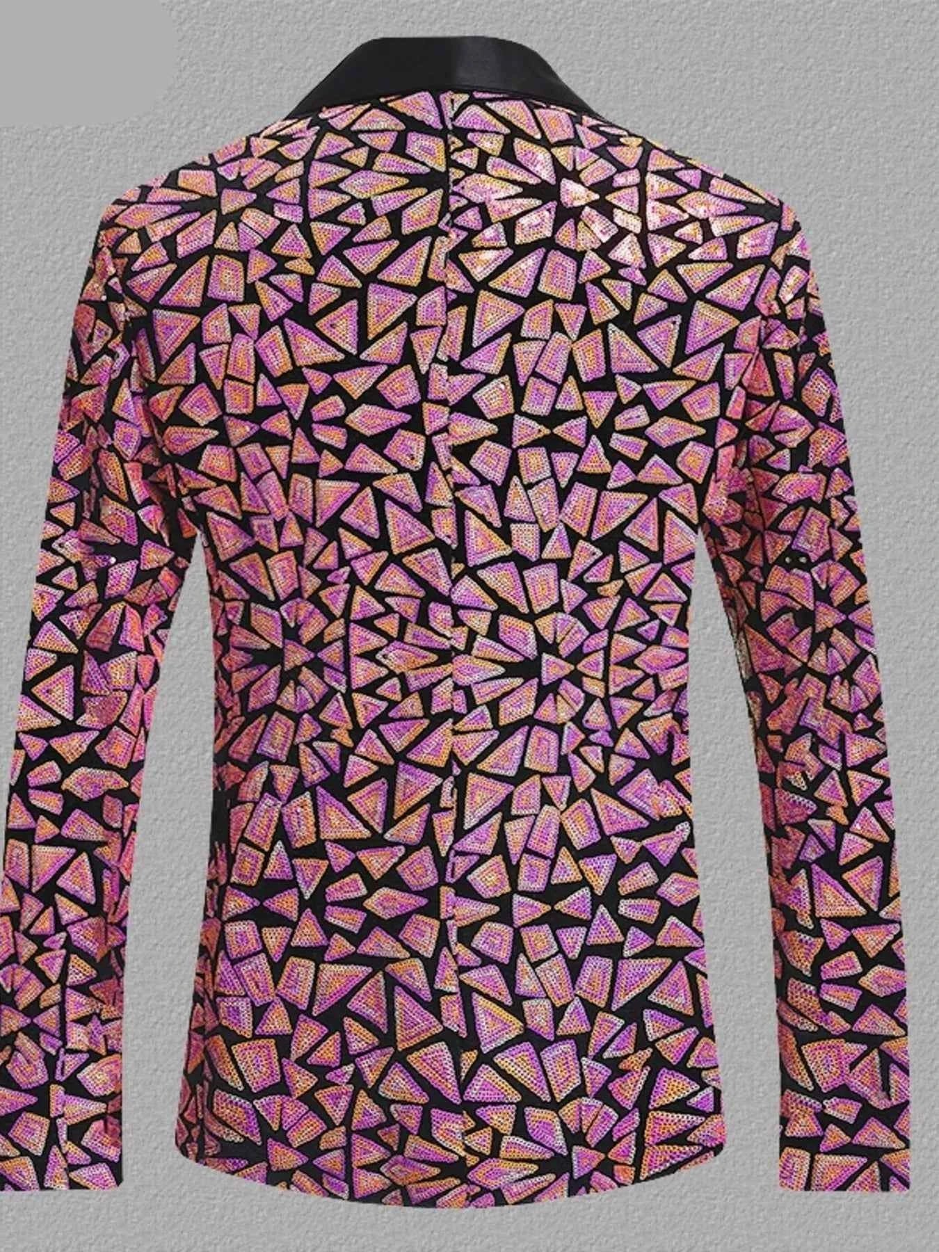 Men's Full Size Geometric One Button Blazer Plus Size