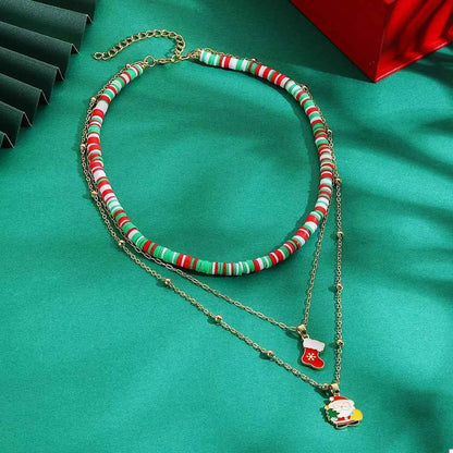 Colorful Christmas Charm Layered Necklace