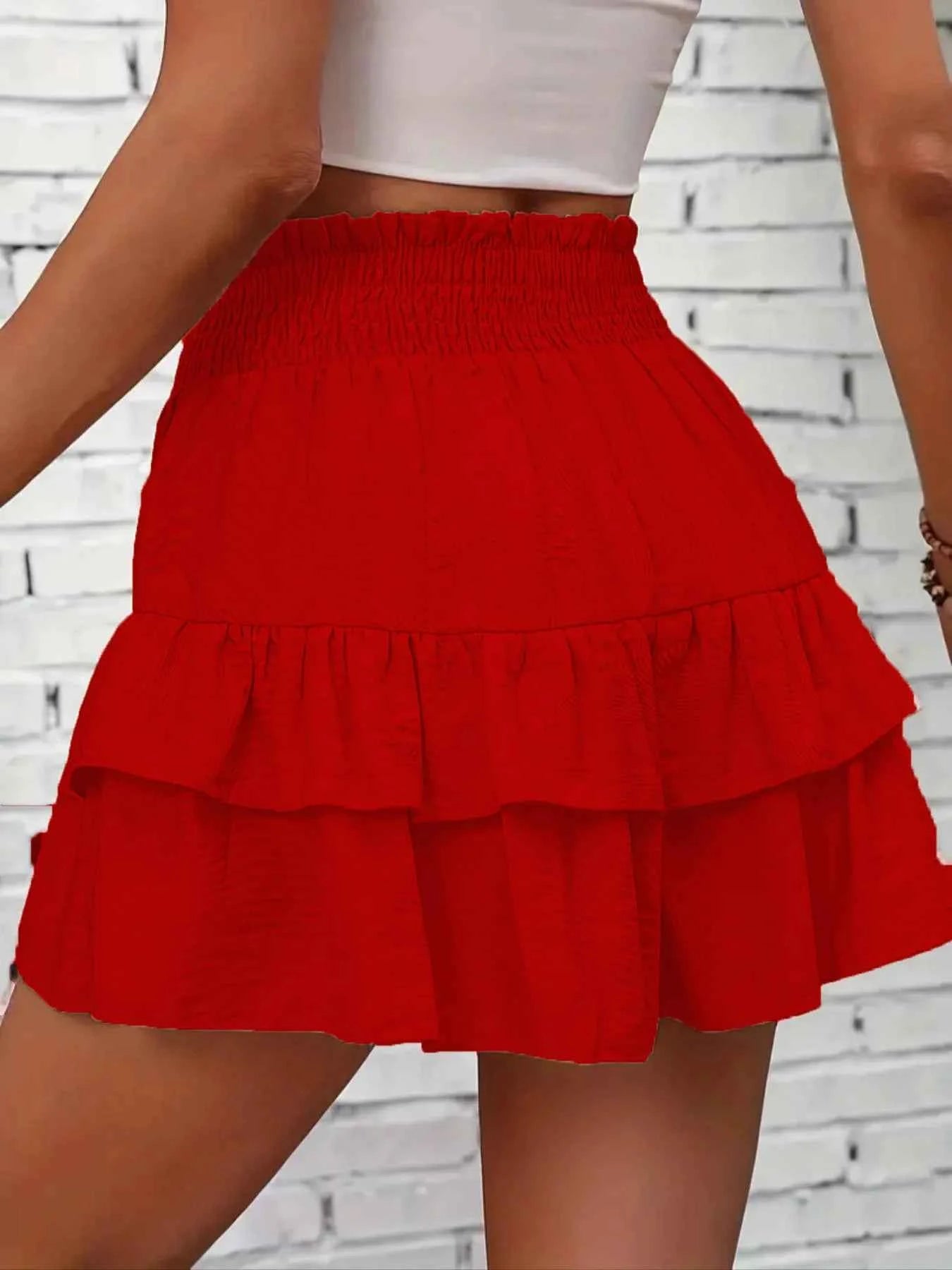 Ruffle Layered High Waist Casual Skort