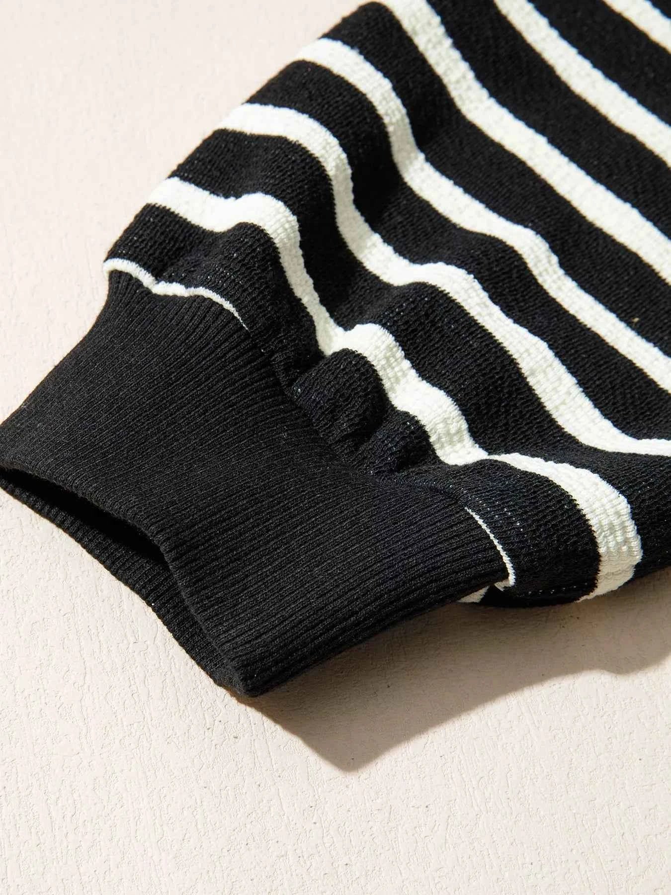 Stripe Contrast MERRY Letter Christmas Print Drop Shoulder Sweatshirt