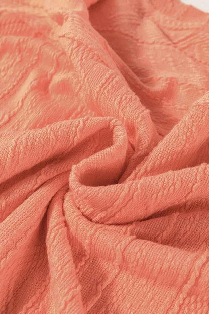 Texture Short Sleeve Top and Shorts Set