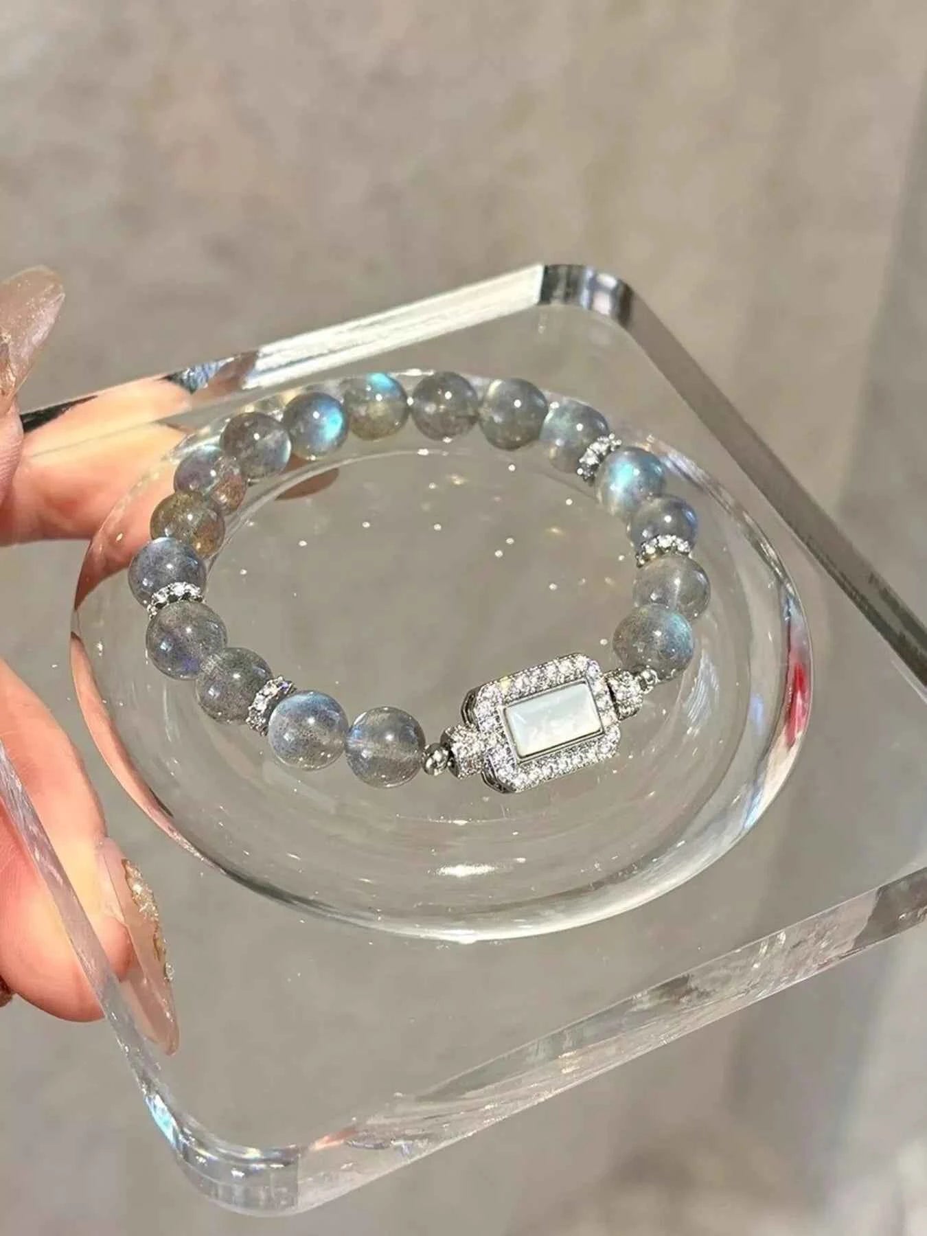 Moonstone Bead Geometric Bracelet