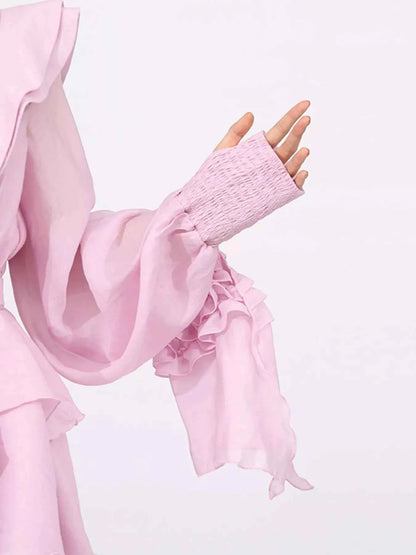 Ruffled Layered Long Sleeve Mini Dress