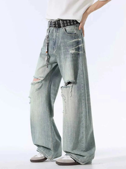 Men's Distressed Wide Leg Jeans