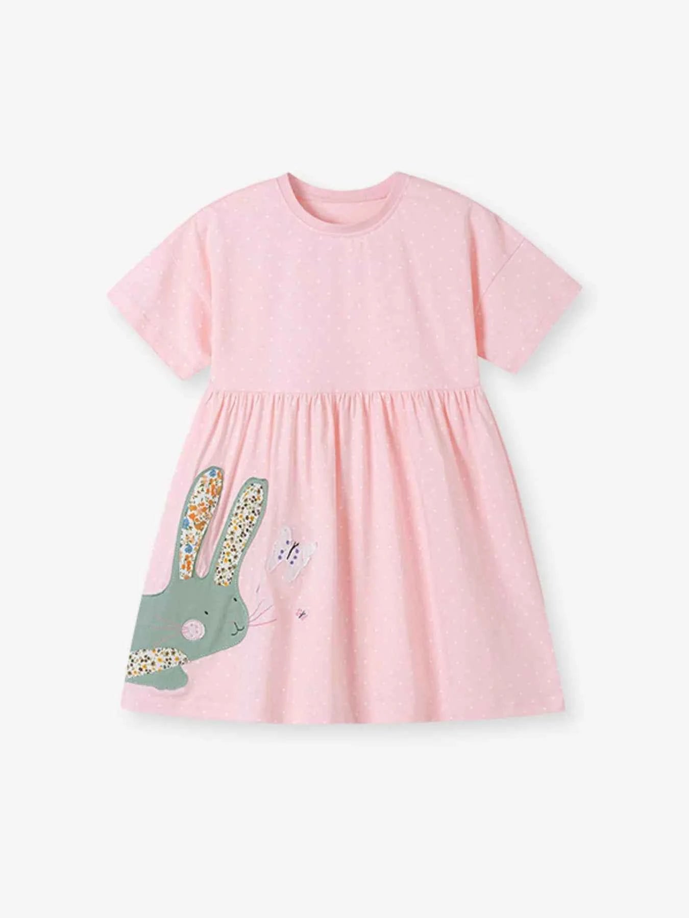 Children's Bunny Polka Dot Short Sleeve Dress