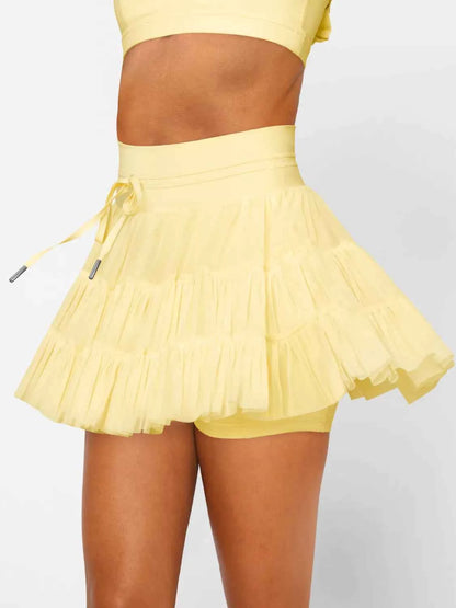 Tiered Skort with Drawstring