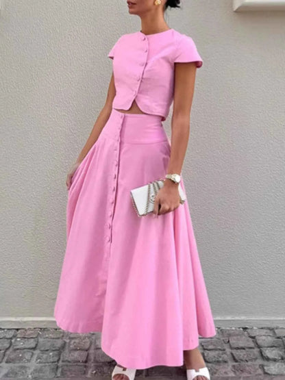 Short Sleeve Top and Skirt set