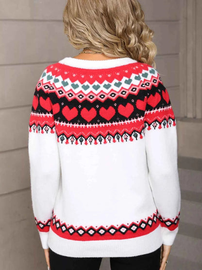Valentine's Day Heart Pattern Knitted Sweater