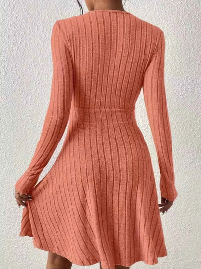 Ribbed Knit Wrap Mini Dress