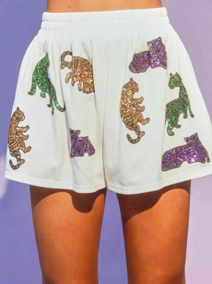 Sequin Round Neck Top and Shorts Set