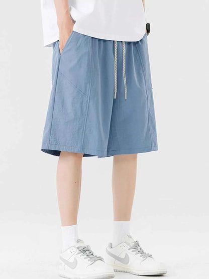 Men's Plus Size Drawstring Wide Leg Shorts