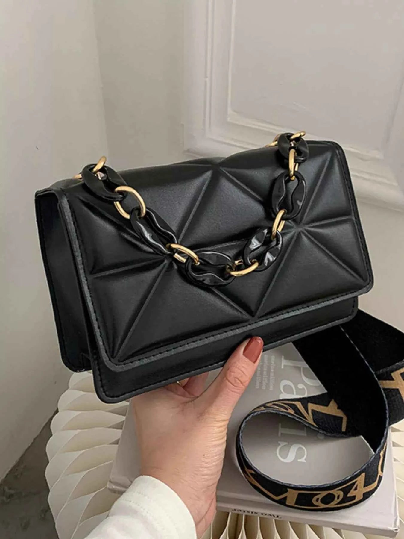 Quilted Adjustable Strap Crossbody Bag