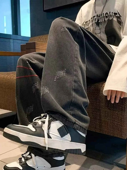 Men's Full Size Washed Wide Leg Jeans Plus Size