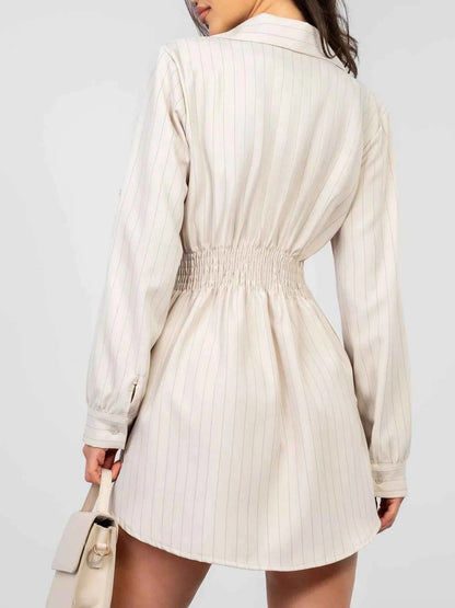 Striped Button-Down Mini Dress