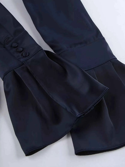 Mock Neck Flounce Sleeve Dress