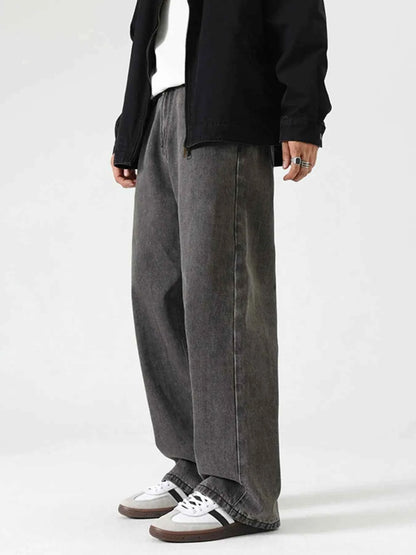 Men's Washed Wide Leg Jeans