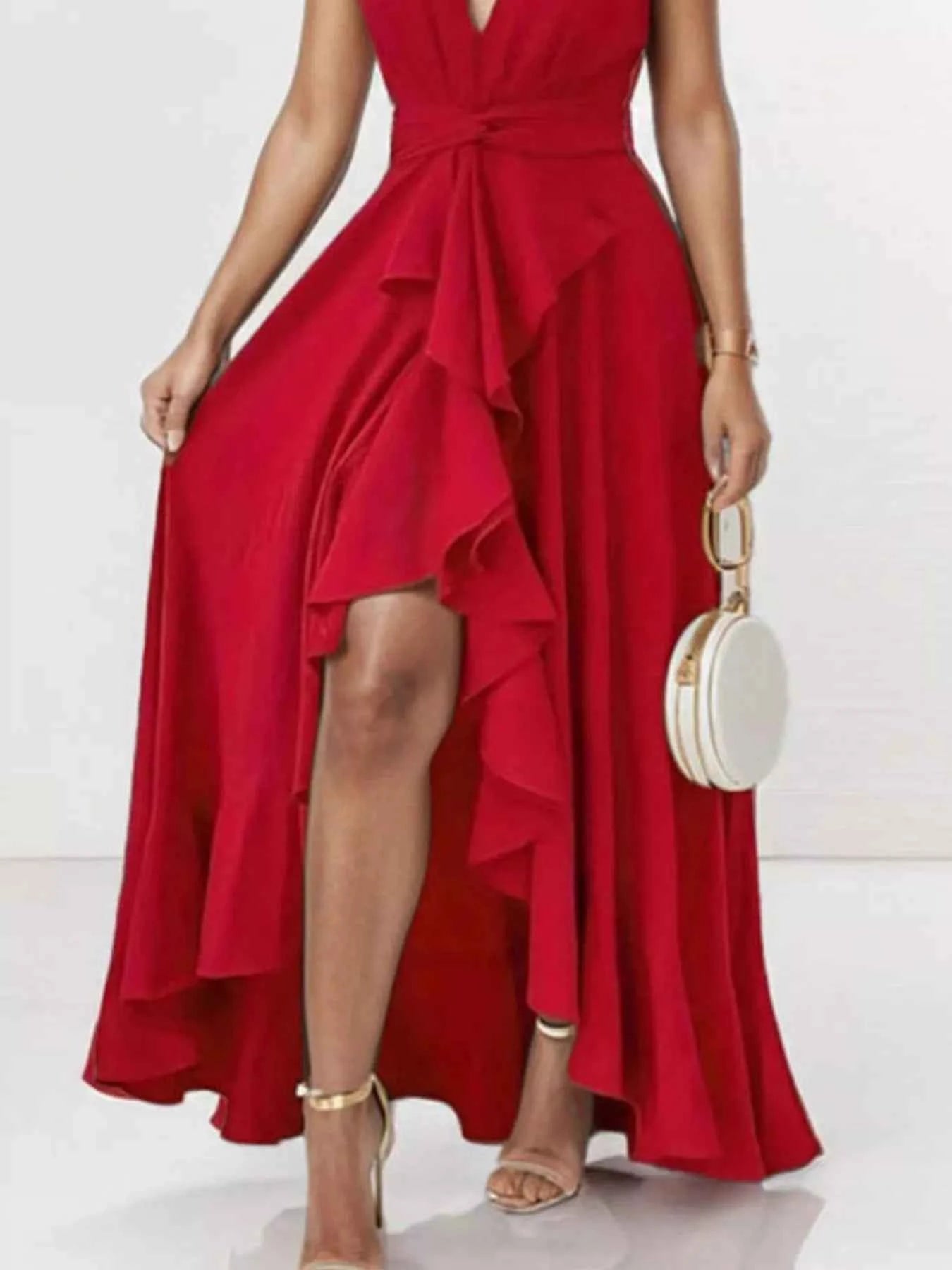 Full Size Ruffled High-Low Maxi Dress Plus Size
