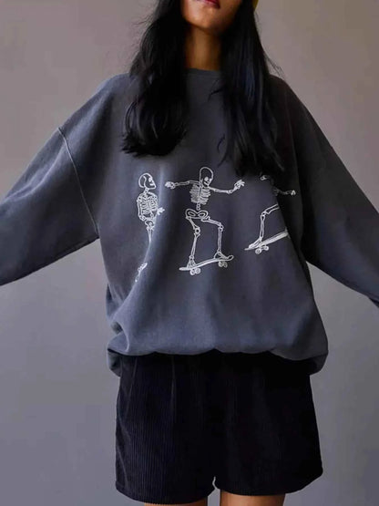 Skeleton Graphic Oversized Sweatshirt