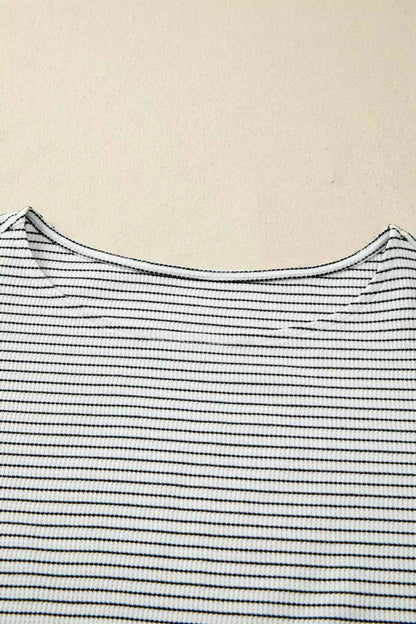 Stripe Contrasted Ruffle Trim Casual Tank Top