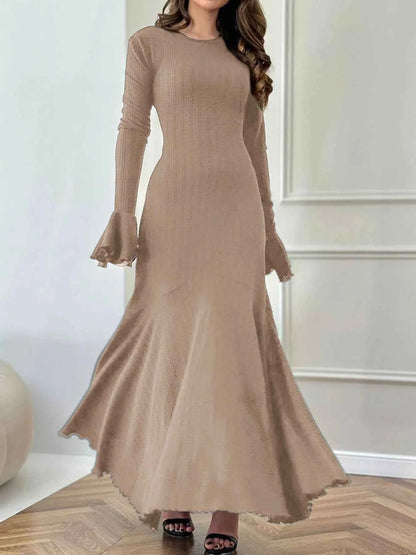 Elegant Ribbed Long Sleeve Mermaid Sweater Dress