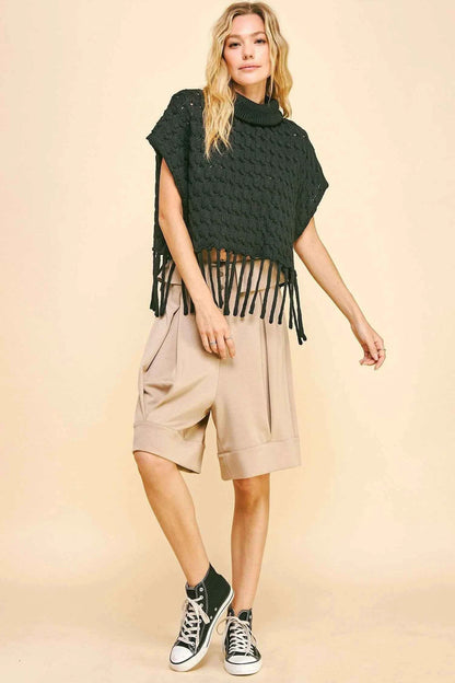 Davi & Dani Fold Over Waist Band Strap Detail Short