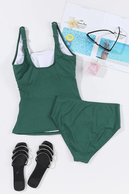 Square Neck Wide Strap Tankini Set