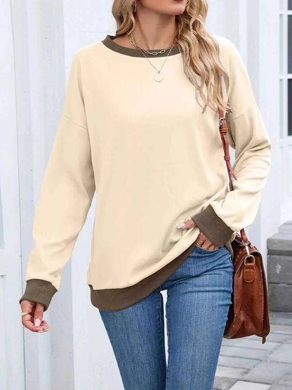 Contrast Trim Long Sleeve Sweatshirt