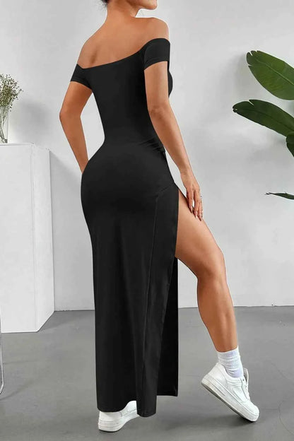 Off Shoulder Slit Maxi Dress