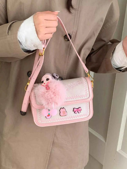 Cute Cartoon Patch Decor Crossbody Bag