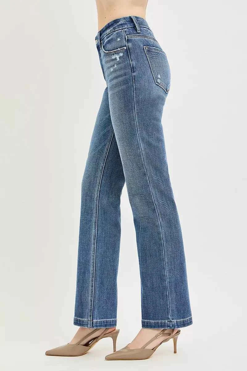 RISEN Tummy Control 4way Stretch Mid Rise Straight Crease Line