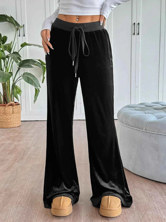 Wide-Leg Drawstring Pants