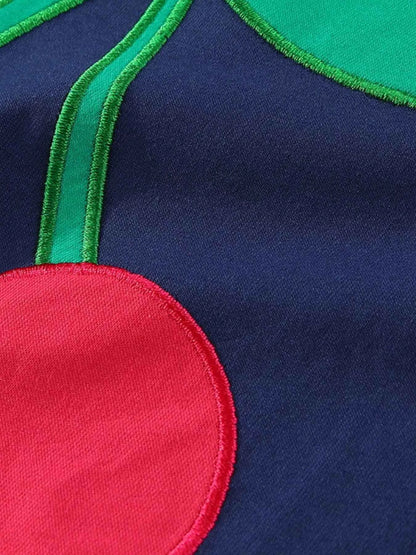 Children's Cherry Applique Ruffle Hem Dress