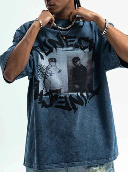 Men's Graphic Round Neck Short Sleeve T-Shirt